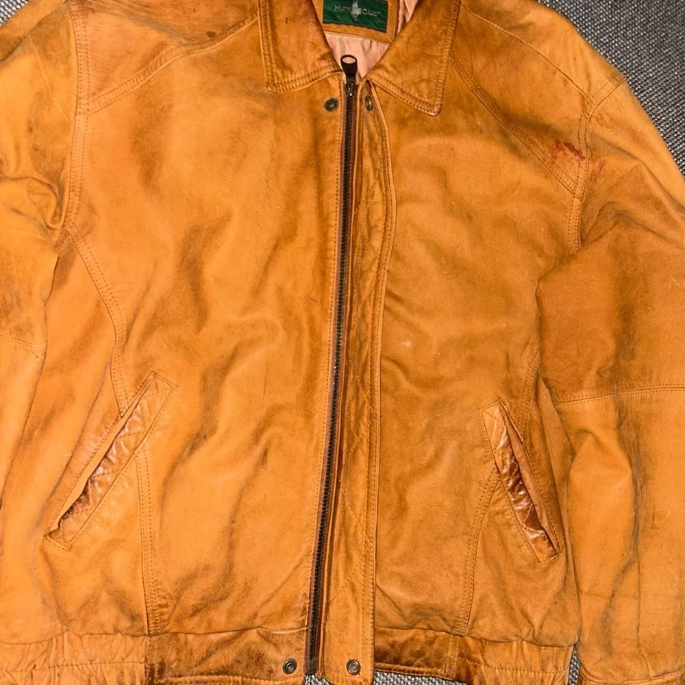 80s Hunt Club Brown Genuine leather Bomber Jacket - Picture 4 of 5